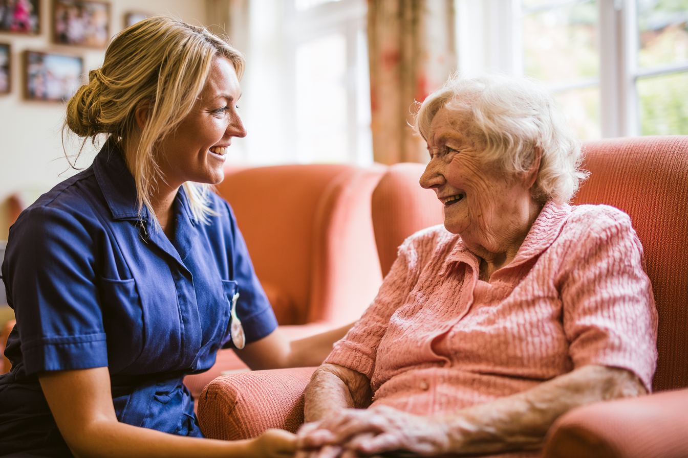 Caregiver reviewing records
